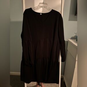 Boho black dress. Bellish sleeves. XL